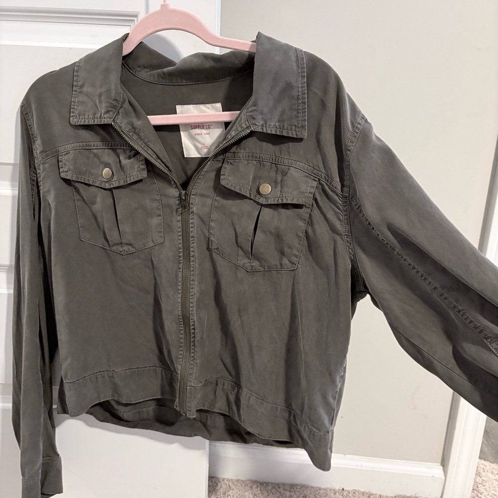 Mossimo Supply Co. Olive Utility Zip Jacket